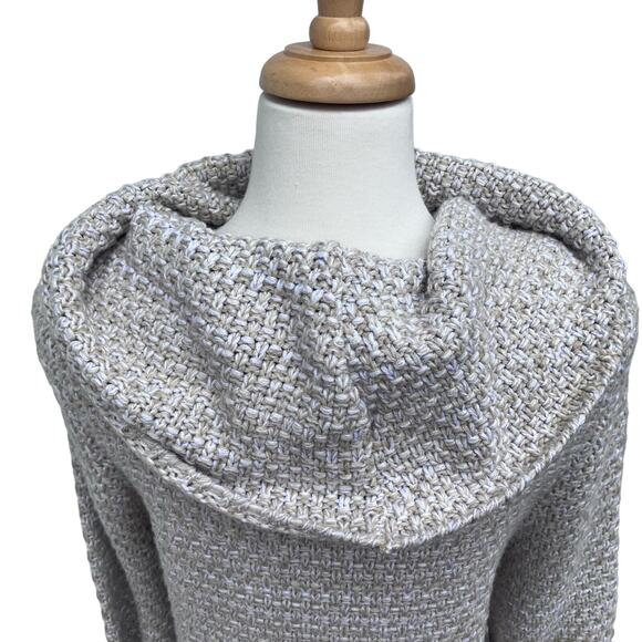 Cabelas Cable Knit Sweater Sz M Cream Cowl Neck Chunky Cozy Fisherman Career - Picture 8 of 13